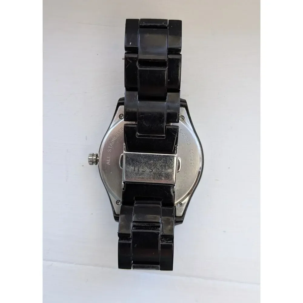 Fossil Stella Womens Watch ES-2443 Black Stainless Steel Boyfriend Style Diver